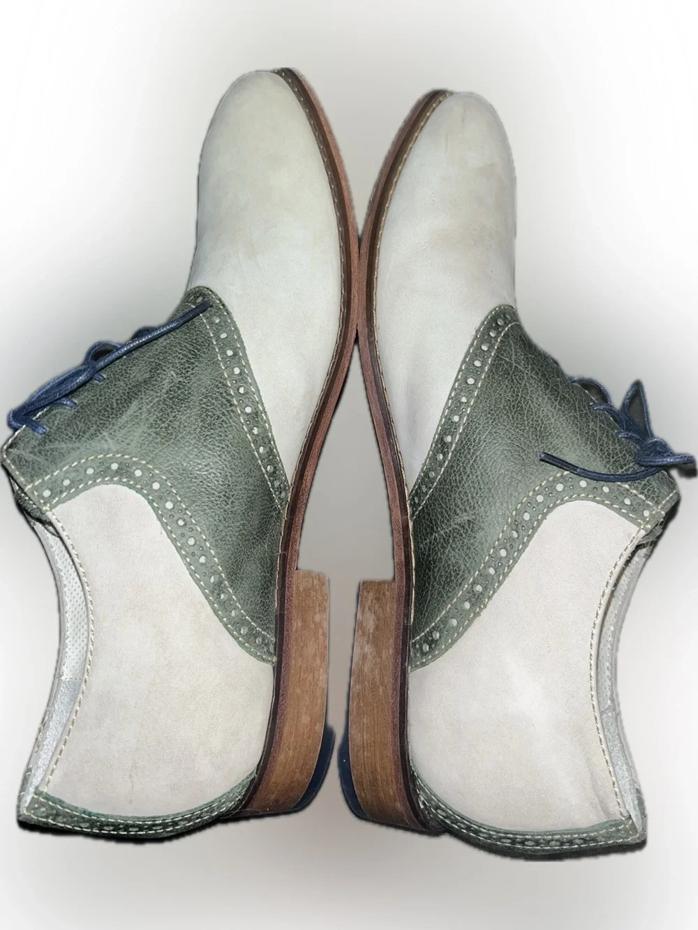 Cole Haan Air Colton Gray Green Saddle Oxford Brogue Nubuck Leather Shoes 13